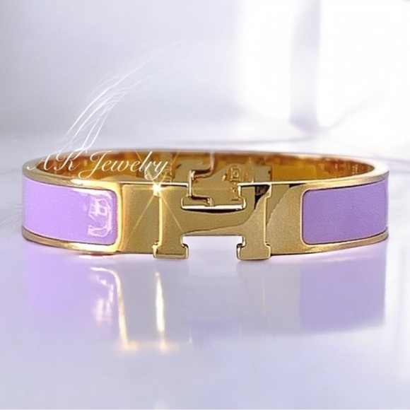 💎LUXURY BRACELET Lilac & Gold Cuff Bangle, Stackable - Picture 1 of 6